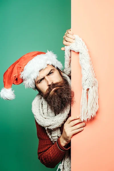 Hombre de Navidad en sombrero de santa —  Fotos de Stock