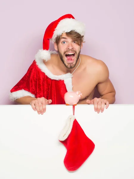 Noel seksi kas santa adam — Stok fotoğraf