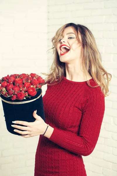 sexy girl with red roses