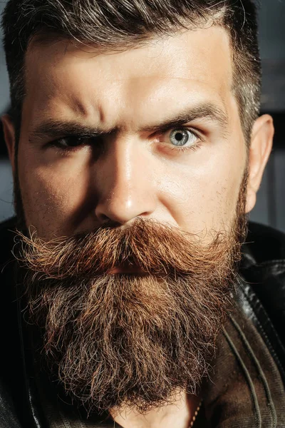 Fruncir el ceño hombre barbudo hipster — Foto de Stock