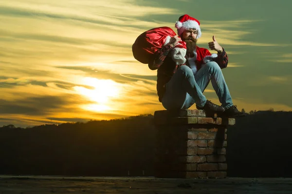 christmas bad santa on chimney