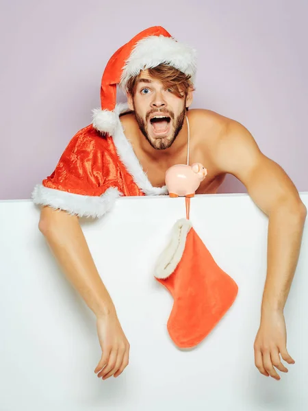 Noel seksi kas santa adam — Stok fotoğraf