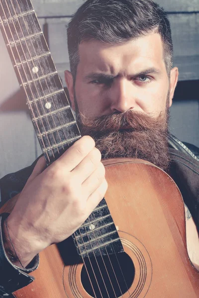 Frown bearded man hipster — Stock Photo, Image