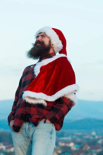 Natale cattivo Babbo Natale all'aperto — Foto Stock