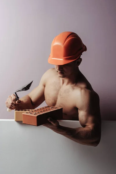 섹시 한 근육질의 남자 건축가 — 스톡 사진