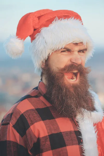 Jul bad santa utomhus — Stockfoto