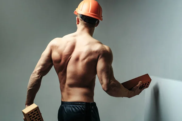 Construction Works Back Man Builder Builder Foto stock 2219154725