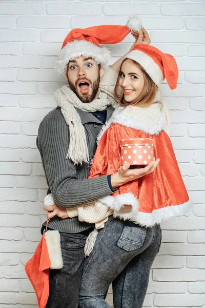 Young happy Christmas couple — Stock Photo, Image