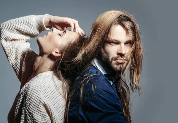 Young couple with messy hair — Stock Photo, Image