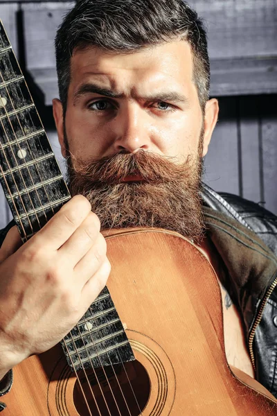 Frown bearded man hipster — Stock Photo, Image