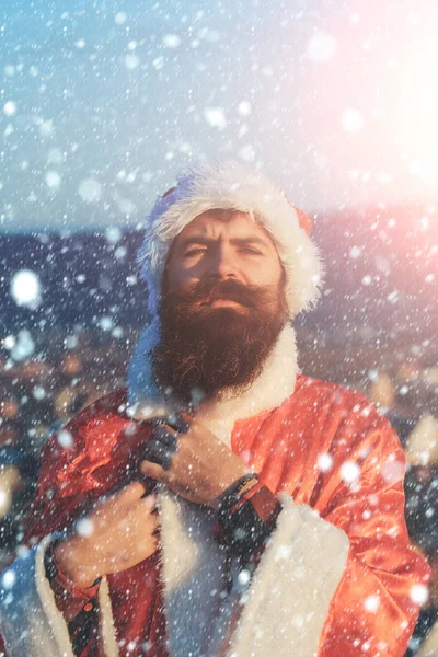 Jul bad santa utomhus — Stockfoto