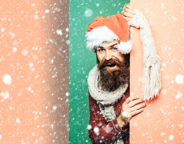 Boże Narodzenie człowiek w santa hat — Zdjęcie stockowe