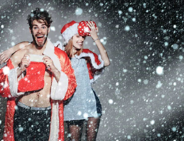 Feliz casal natal de santa — Fotografia de Stock