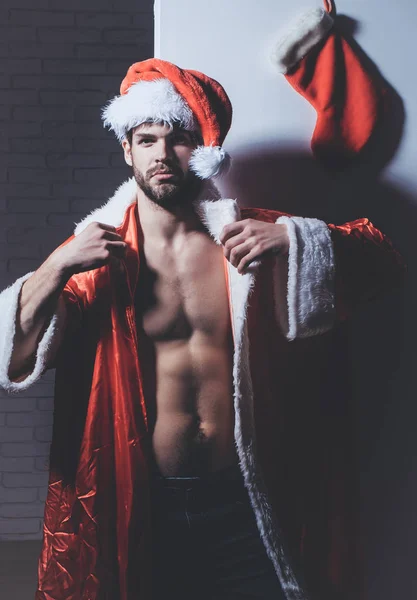 Bonito sexy santa homem — Fotografia de Stock