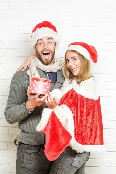 Young happy Christmas couple — Stock Photo, Image