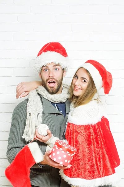 Young happy Christmas couple — Stock Photo, Image