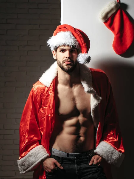 Handsome sexy santa man — Stock Photo, Image