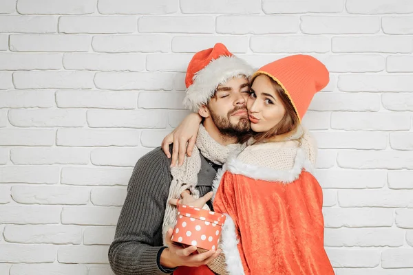 Young happy loving Christmas couple — Stock Photo, Image
