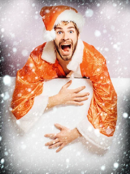 Bonito surpreendido Papai Noel — Fotografia de Stock
