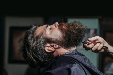 Berber Dükkanı yakışıklı sakallı adam