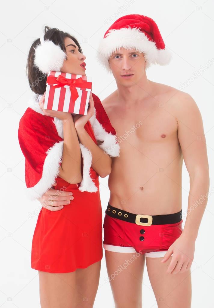 sexy christmas couple in red