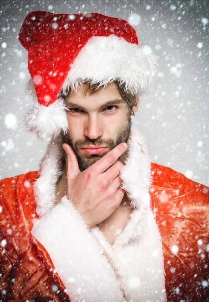 Handsome serious santa man — Stock Photo, Image