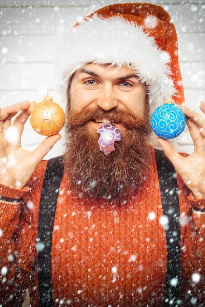 christmas man with decorative balls