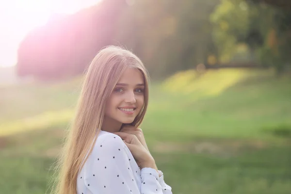 Blonde cute girl on sunny day — Stock Photo, Image