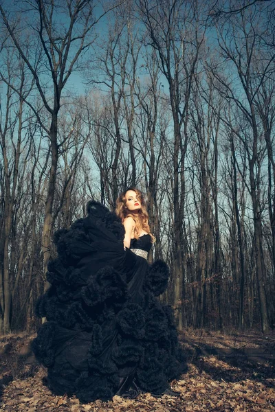Элегантная молодая женщина в лесу — стоковое фото