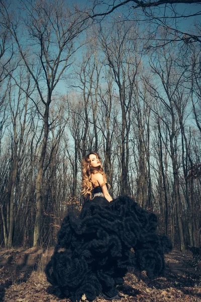 Елегантна молода жінка в лісі — стокове фото