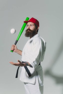 kimono, kapağı, yeşil beyzbol sopası, Top sakallı karate erkekte