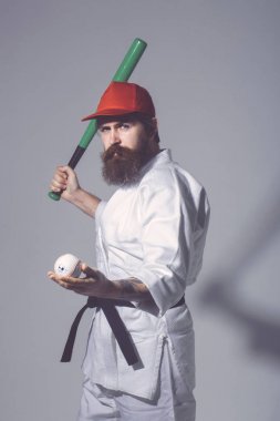 kimono, kapağı, yeşil beyzbol sopası, Top sakallı karate erkekte