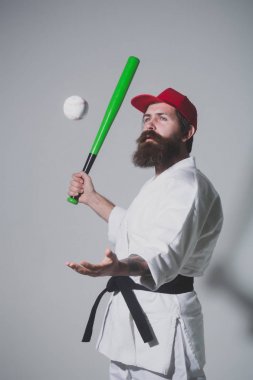 kimono, kapağı, yeşil beyzbol sopası, Top sakallı karate erkekte