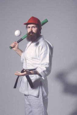 kimono, kapağı, yeşil beyzbol sopası, Top sakallı karate erkekte