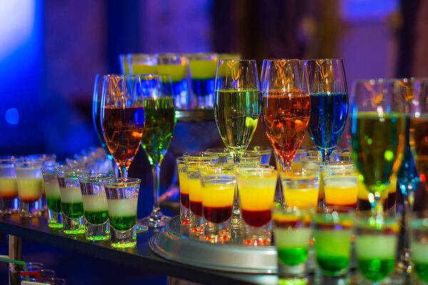 restaurant background at wedding party with cocktails drinks