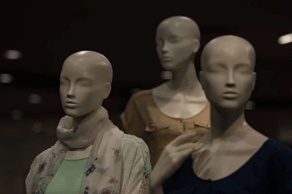 Mannequin au visage humain imitant la conversation des gens, la mode — Photo