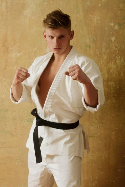 fighter or karate man in white kimono