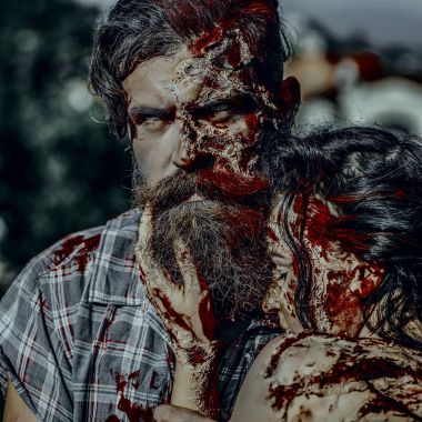 Cadılar Bayramı vampir adam sakal ve yaralar