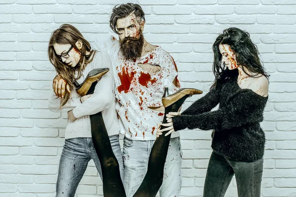 Cadılar Bayramı hipster kırmızı kan ile sakallı