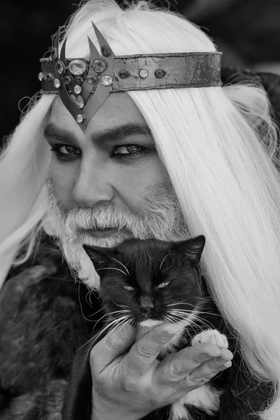 Old druid with cat