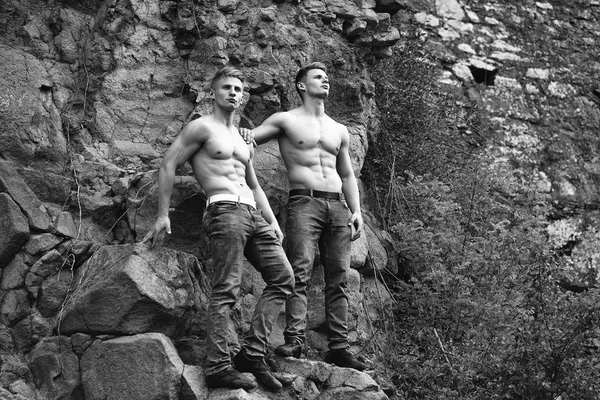 Muskulöse Zwillinge im Berg — Stockfoto