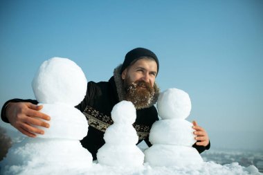 Noel Baba hipster ceket ve kardan adam.