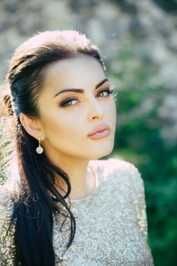 Yüzünde makyaj moda modeli