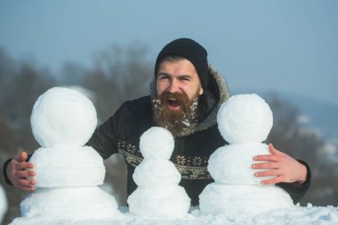 Noel Baba hipster ceket ve kardan adam.