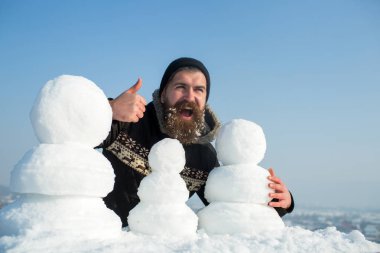 Noel Baba hipster ceket ve kardan adam.