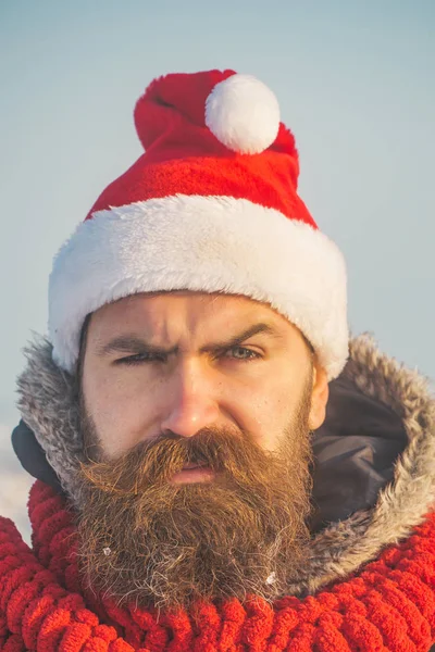 santa claus şapka uzun sakallı Noel adam