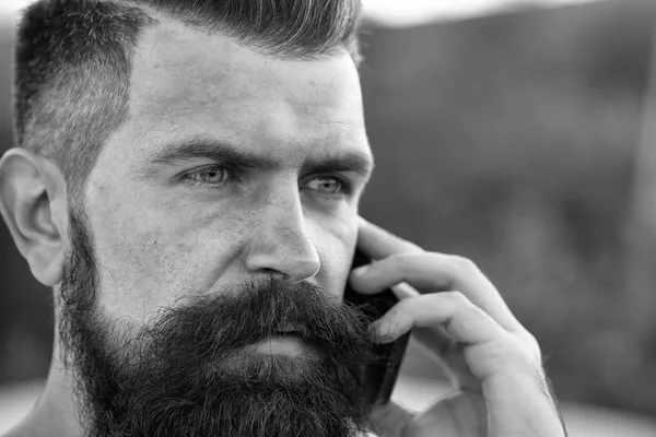 Closeup of man with phone — Stock Photo, Image