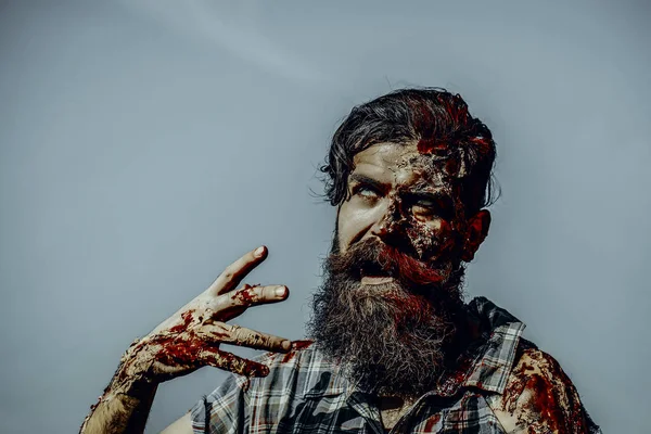 Cadılar Bayramı vampir hipster kırmızı kan açık havada