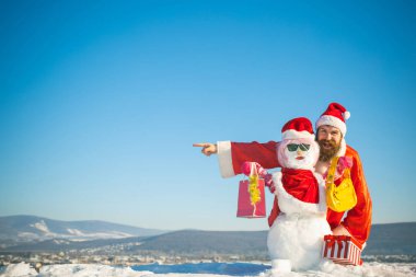 Parmak el işaret ile Noel Baba adam
