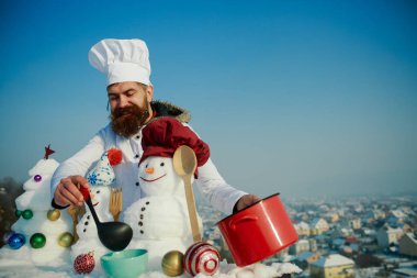 Mutlu adam çorbası kış gününde ilişkinizin Şef şapkalı